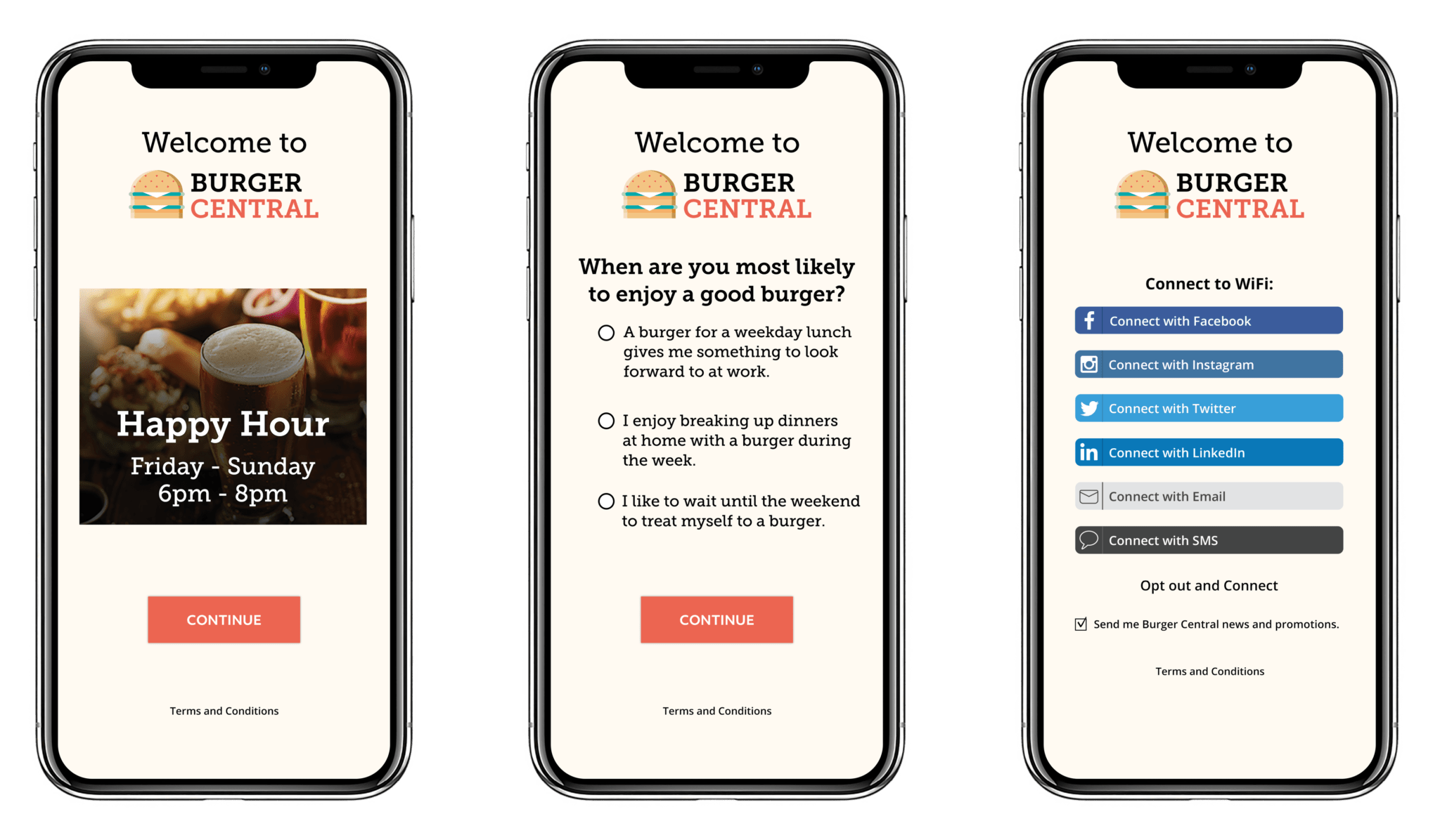 WiFi splash page with survey social login